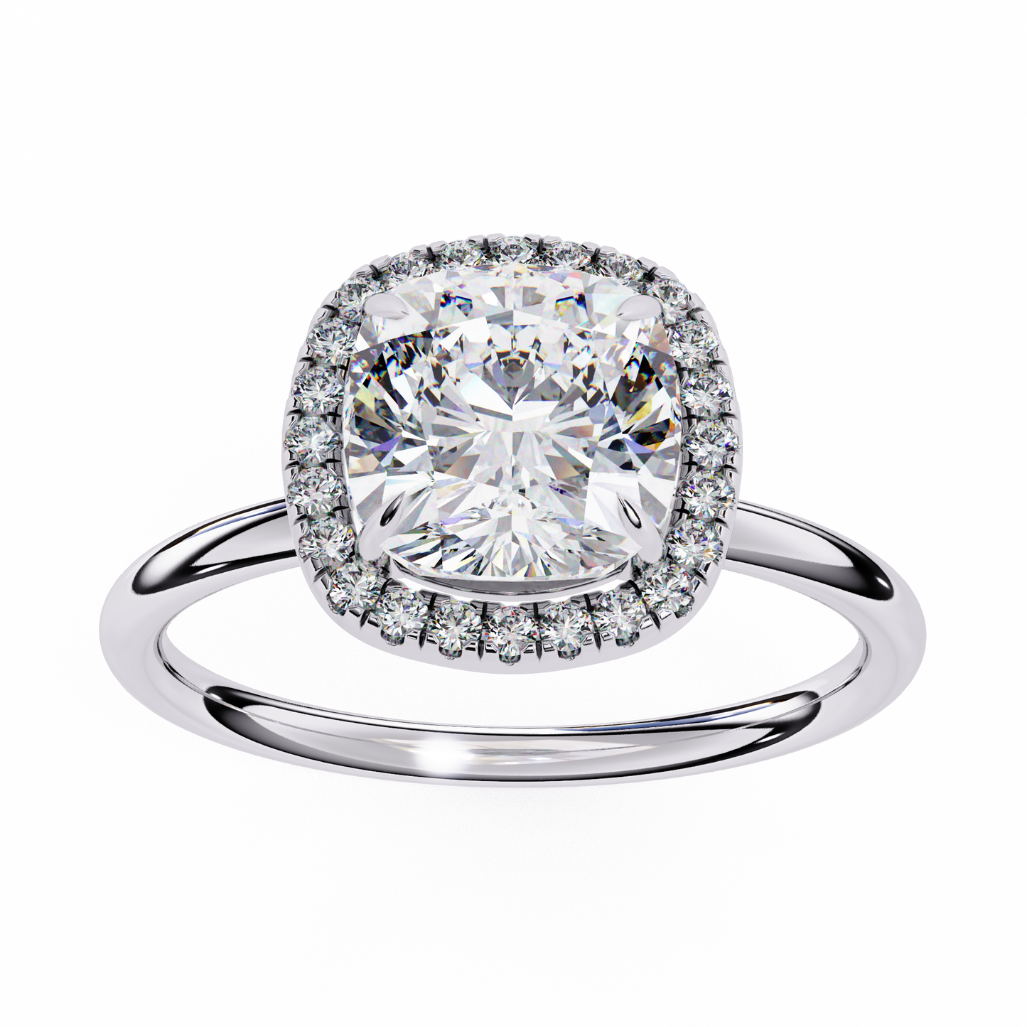 Lumineux Prisme: Cushion-Cut Halo Engagement Ring in Yellow Gold (1.91 CTW)