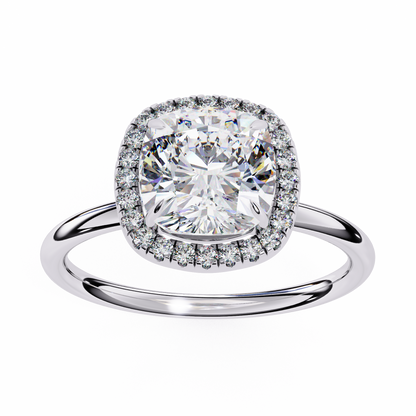 Lumineux Prisme: Cushion-Cut Halo Engagement Ring in Yellow Gold (1.91 CTW)