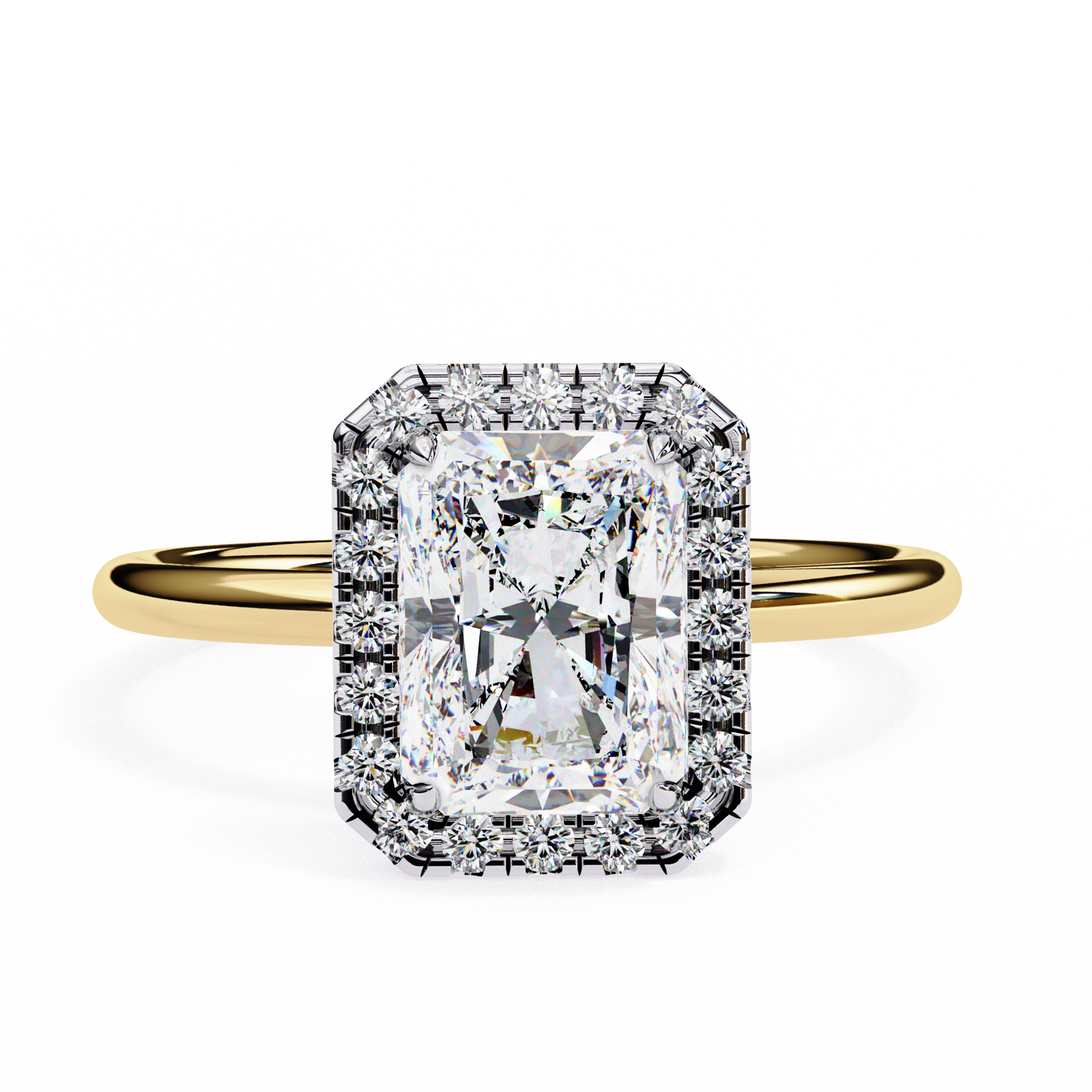The Prism: (1.96 CTW) Radiant-Cut Halo Engagement Ring in Gold