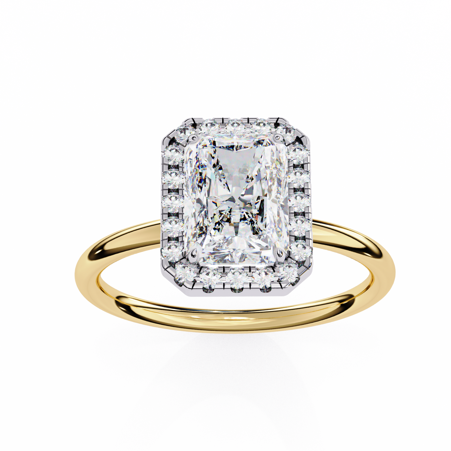The Prism: (1.96 CTW) Radiant-Cut Halo Engagement Ring in Gold