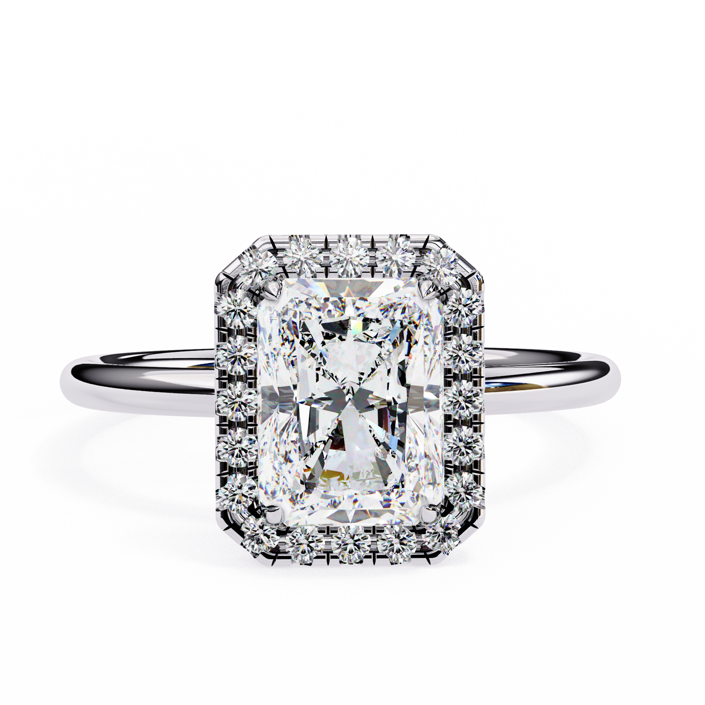 The Prism: (1.96 CTW) Radiant-Cut Halo Engagement Ring in Gold