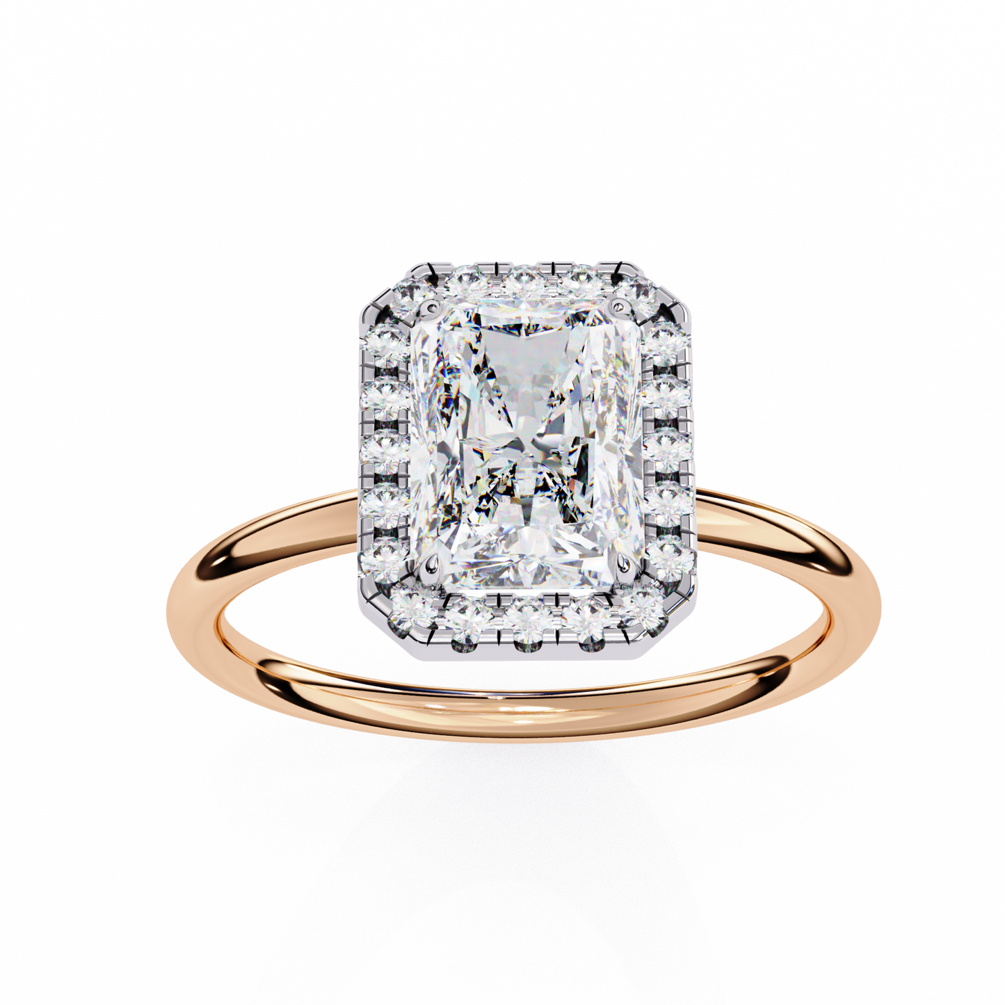 The Prism: (1.96 CTW) Radiant-Cut Halo Engagement Ring in Gold