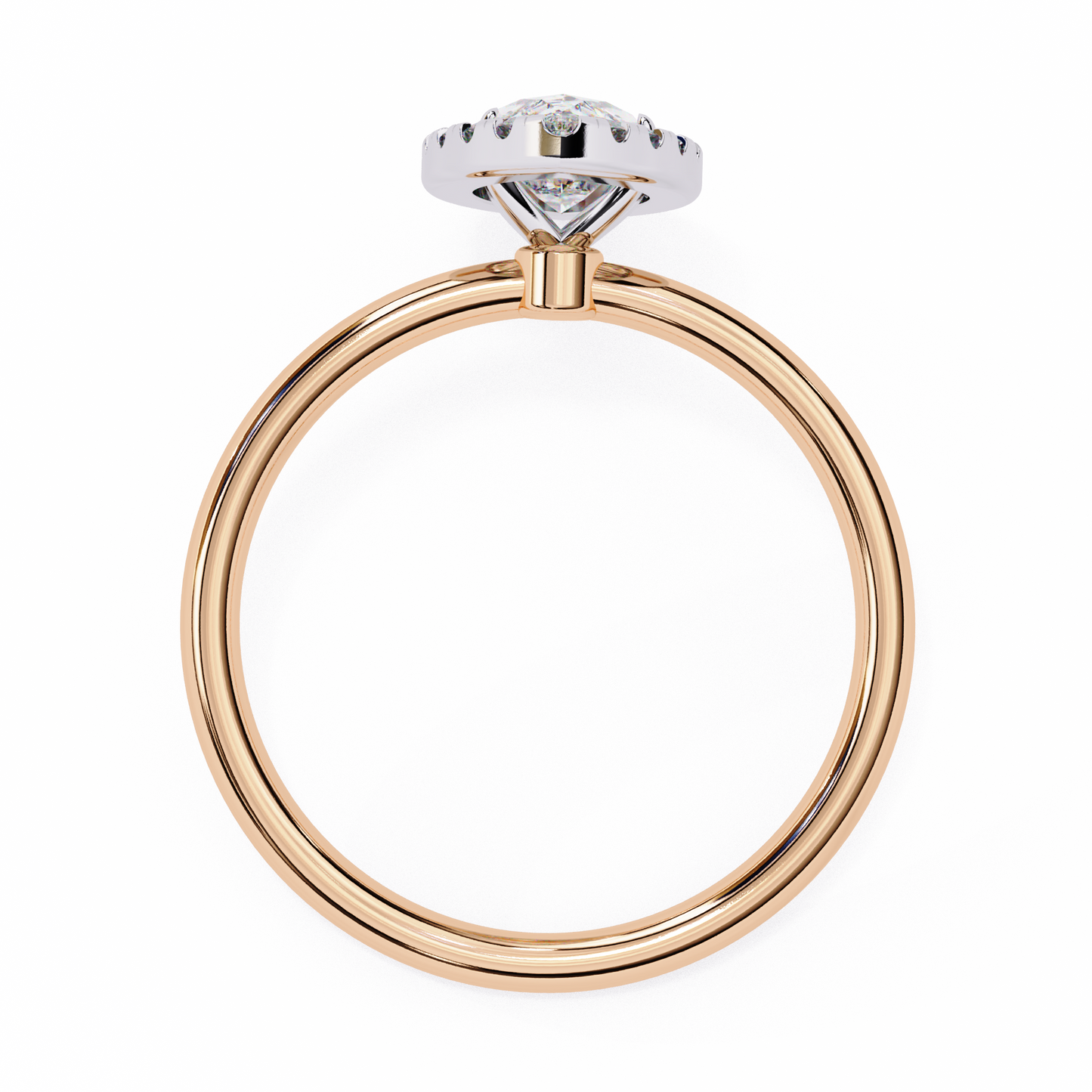 The Velvet Petal: (0.98 CTW) Marquise Diamond Halo Ring in Solid Gold