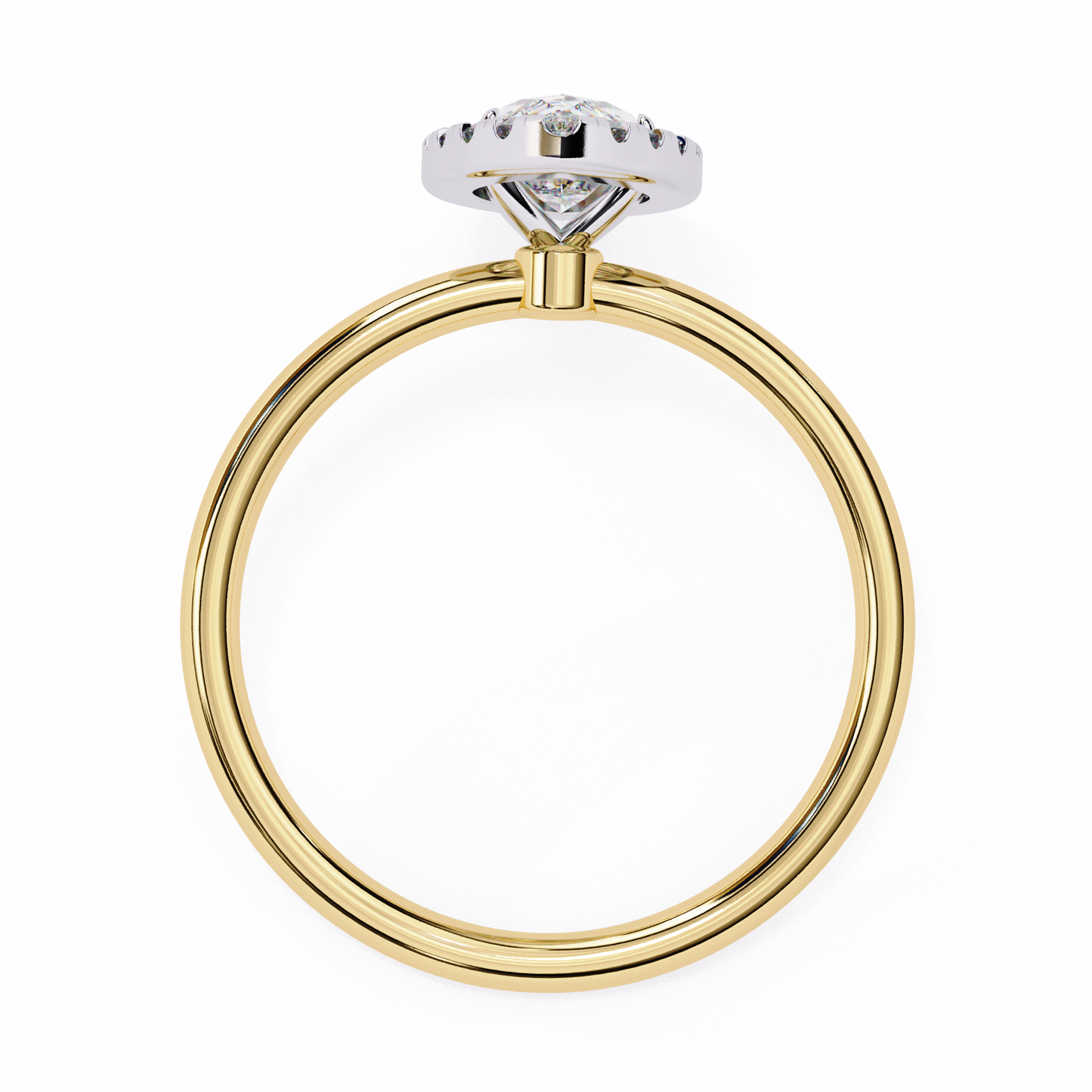 The Velvet Petal: (0.98 CTW) Marquise Diamond Halo Ring in Solid Gold