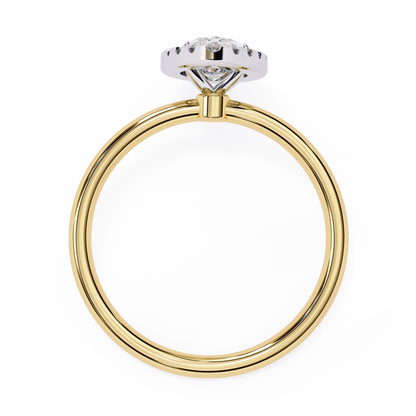 The Velvet Petal: (0.98 CTW) Marquise Diamond Halo Ring in Solid Gold
