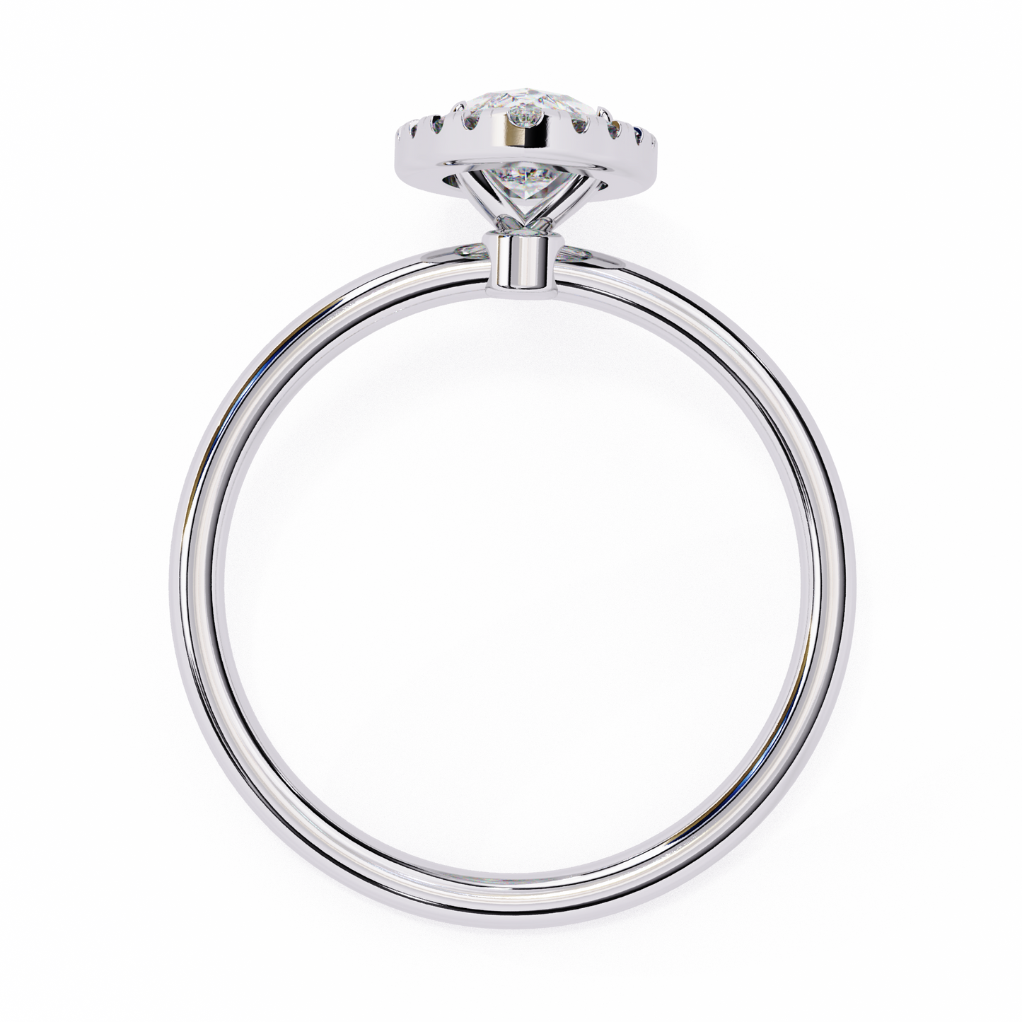 The Velvet Petal: (0.98 CTW) Marquise Diamond Halo Ring in Solid Gold