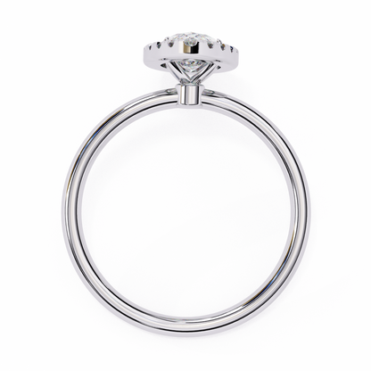 The Velvet Petal: (0.98 CTW) Marquise Diamond Halo Ring in Solid Gold