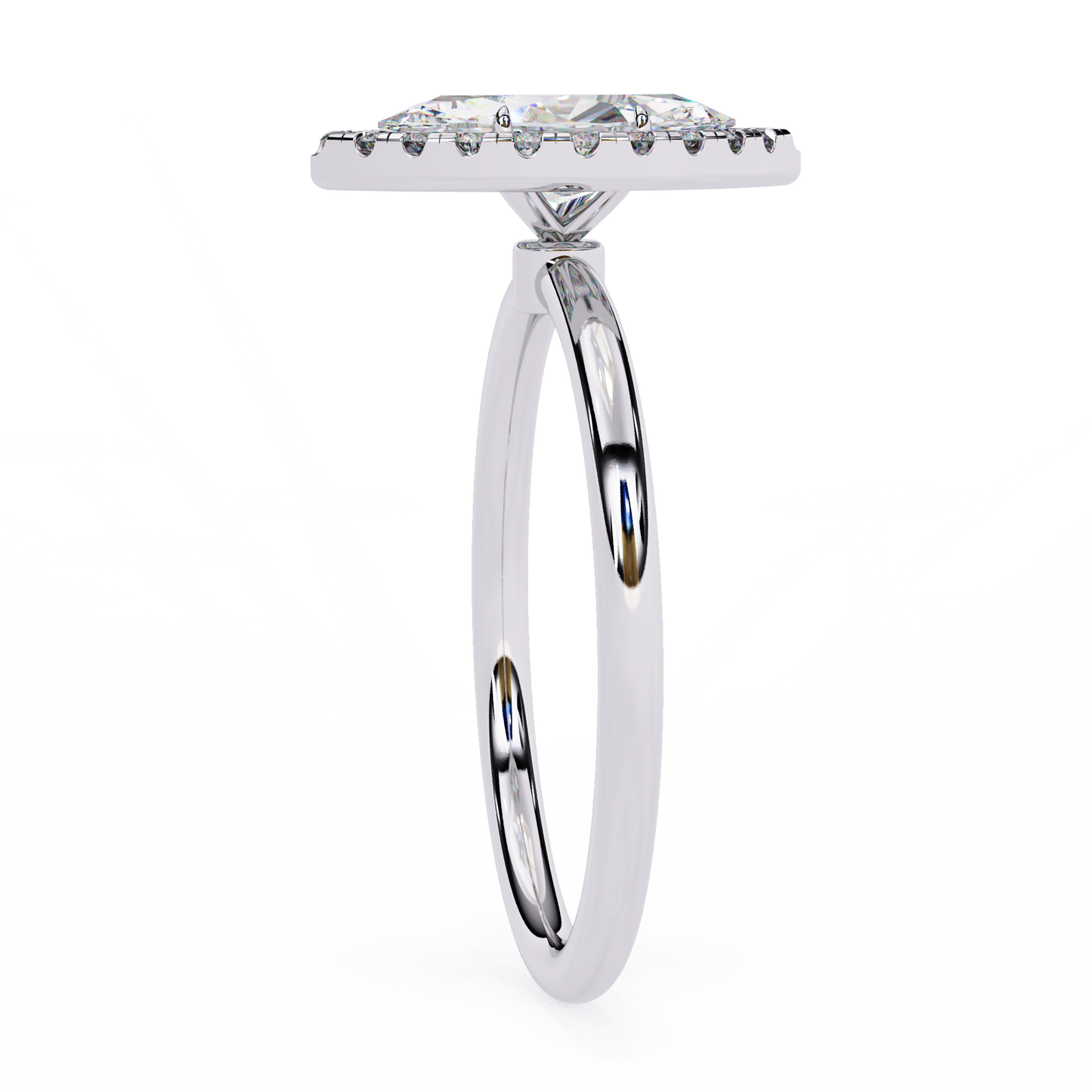 The Velvet Petal: (0.98 CTW) Marquise Diamond Halo Ring in Solid Gold