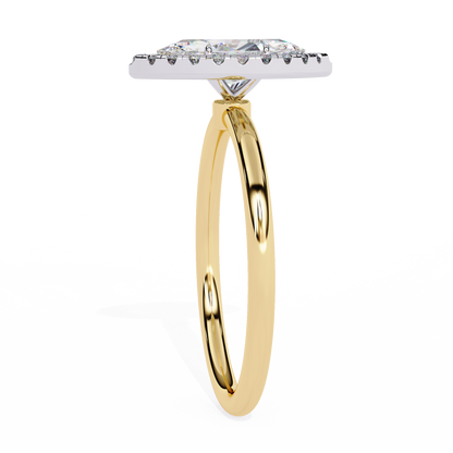 The Velvet Petal: (0.98 CTW) Marquise Diamond Halo Ring in Solid Gold