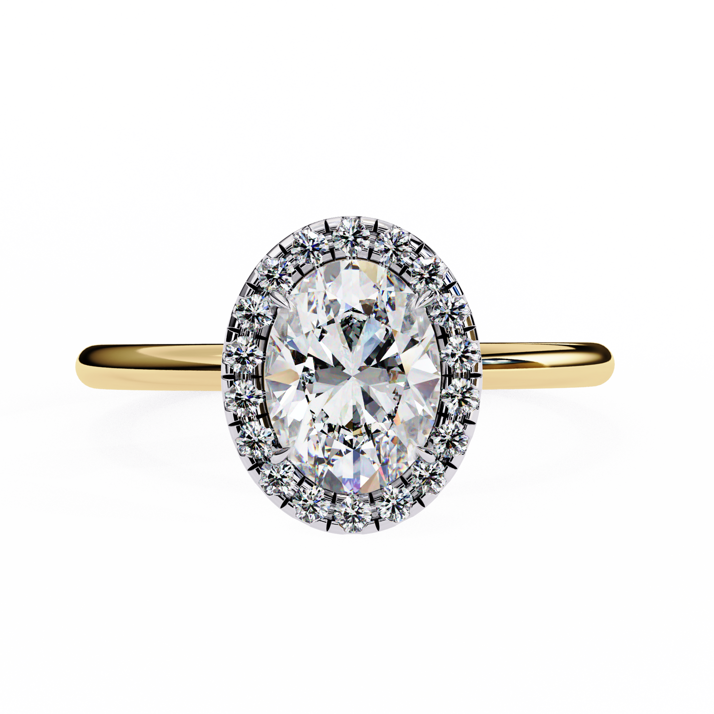 Vintage Oval Diamond Halo Engagement Ring in Yellow Gold (1.24 CTW)