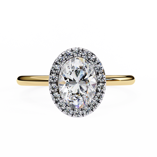 Vintage Oval Diamond Halo Engagement Ring in Yellow Gold (1.24 CTW)
