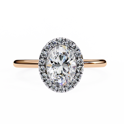 Vintage Oval Diamond Halo Engagement Ring in Yellow Gold (1.24 CTW)