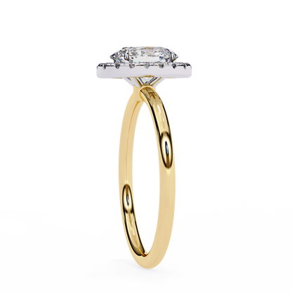 Vintage Oval Diamond Halo Engagement Ring in Yellow Gold (1.24 CTW)