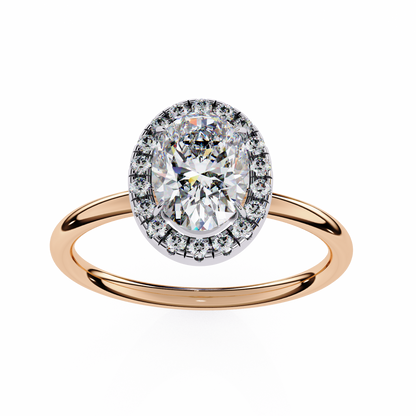 Vintage Oval Diamond Halo Engagement Ring in Yellow Gold (1.24 CTW)