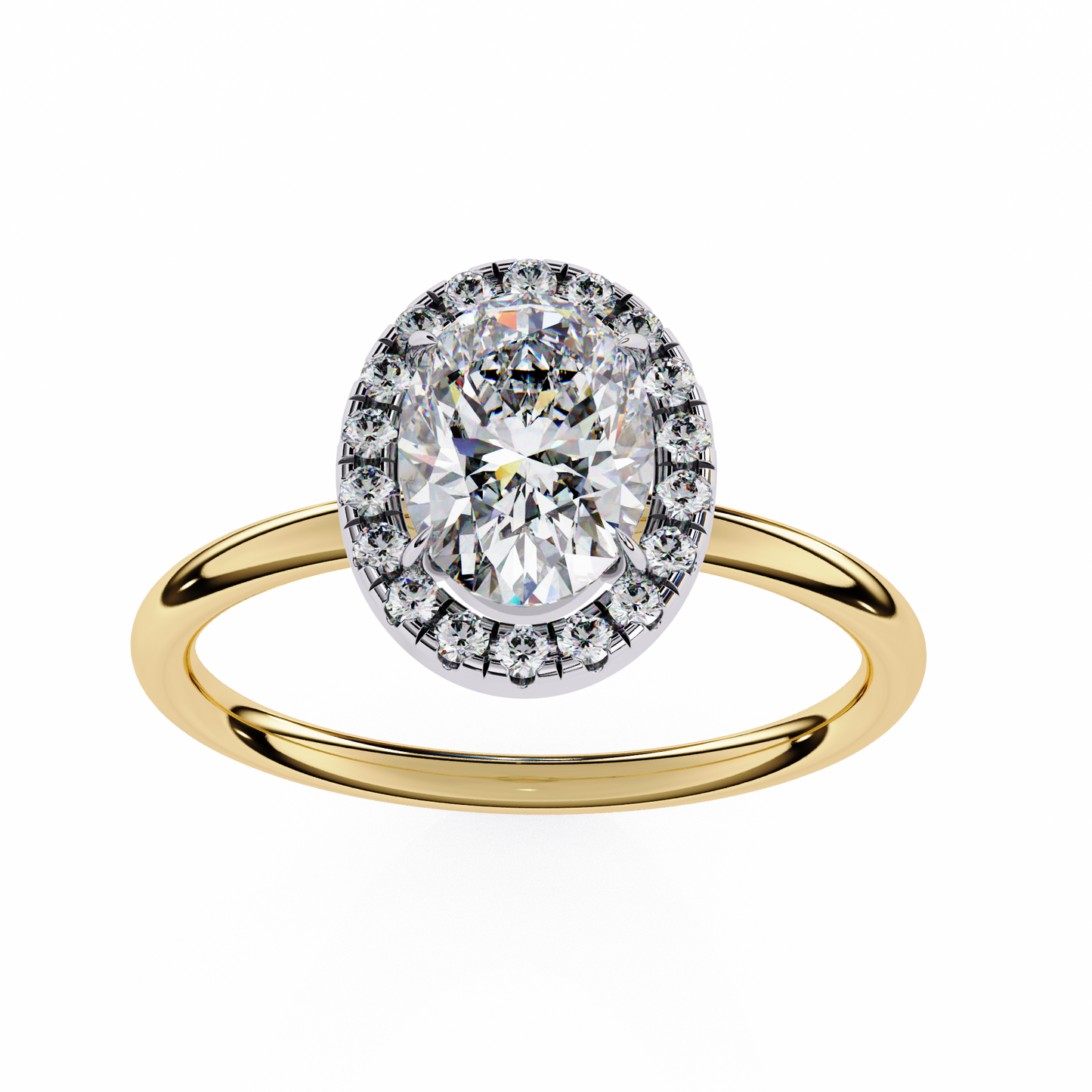 Vintage Oval Diamond Halo Engagement Ring in Yellow Gold (1.24 CTW)