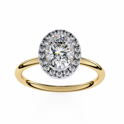 Vintage Oval Diamond Halo Engagement Ring in Yellow Gold (1.24 CTW)
