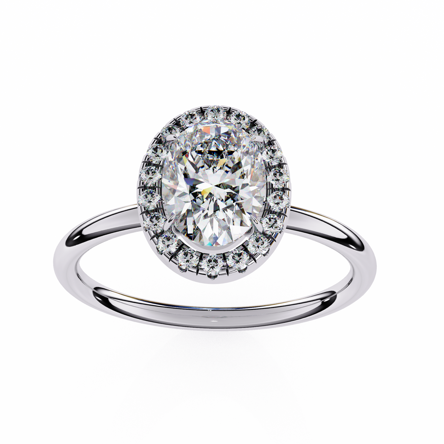Vintage Oval Diamond Halo Engagement Ring in Yellow Gold (1.24 CTW)