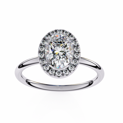 Vintage Oval Diamond Halo Engagement Ring in Yellow Gold (1.24 CTW)