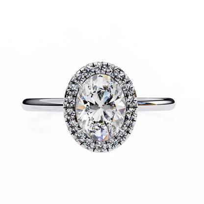 Vintage Oval Diamond Halo Engagement Ring in Yellow Gold (1.24 CTW)