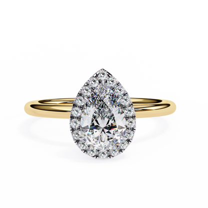 Timeless Pear-Cut 1.35 Ct Diamond Halo Engagement Ring in Yellow Gold