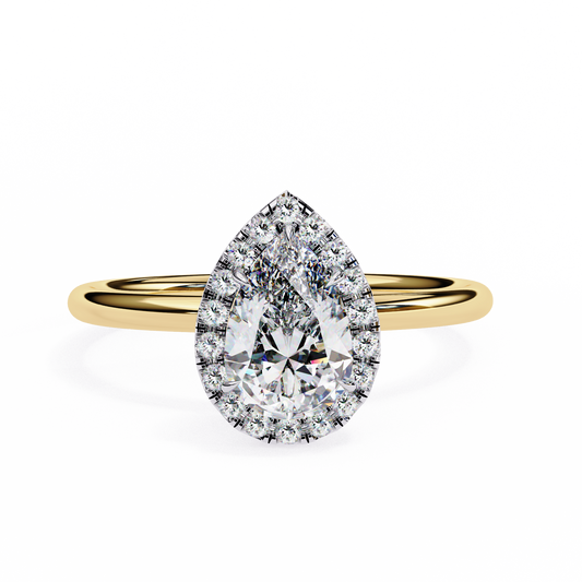 Timeless Pear-Cut 1.35 Ct Diamond Halo Engagement Ring in Yellow Gold