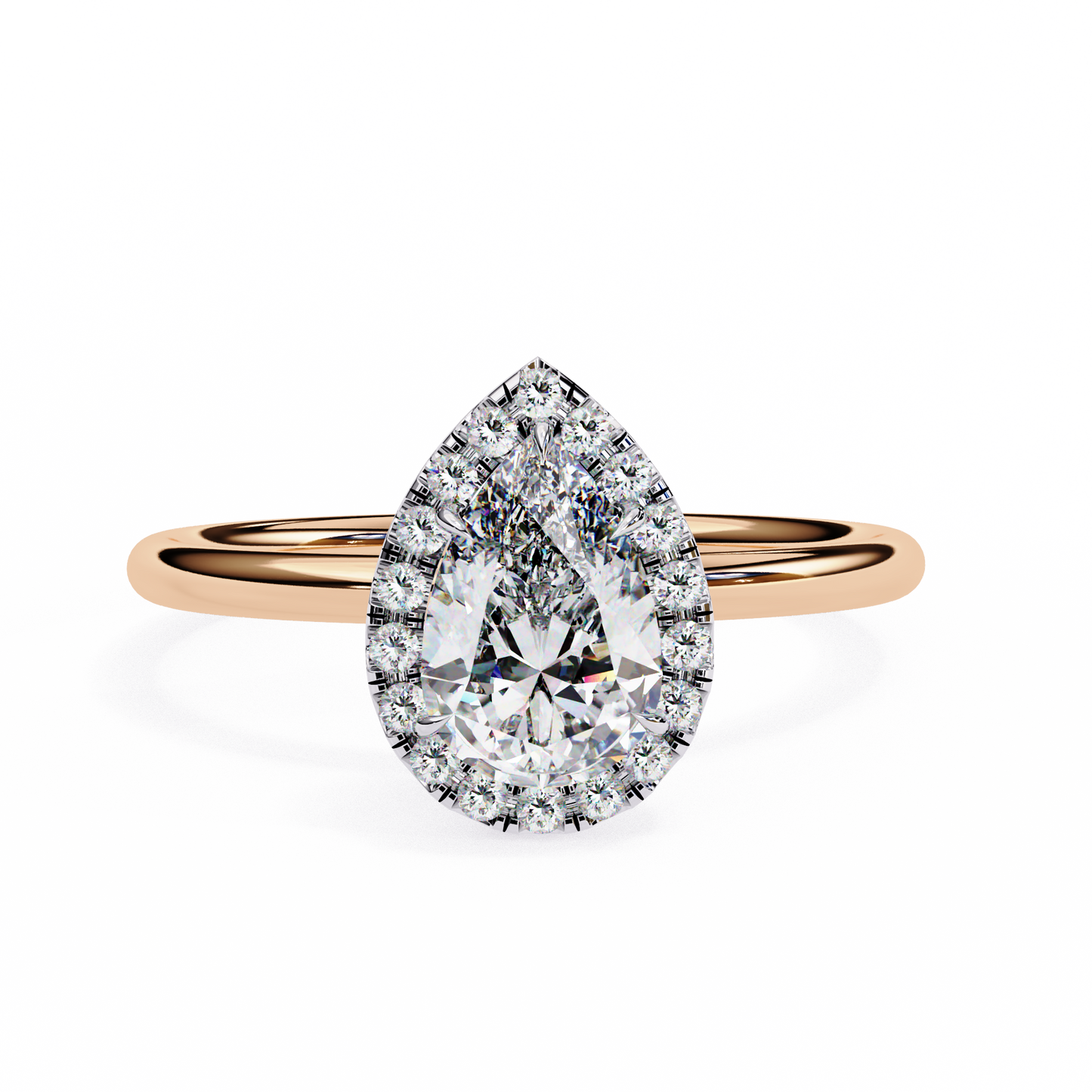 Timeless Pear-Cut 1.35 Ct Diamond Halo Engagement Ring in Yellow Gold