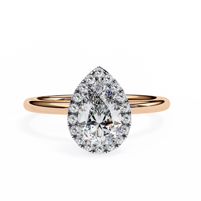 Timeless Pear-Cut 1.35 Ct Diamond Halo Engagement Ring in Yellow Gold