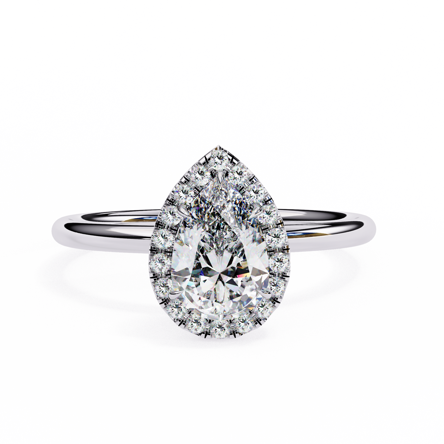 Timeless Pear-Cut 1.35 Ct Diamond Halo Engagement Ring in Yellow Gold