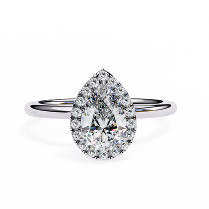 Timeless Pear-Cut 1.35 Ct Diamond Halo Engagement Ring in Yellow Gold