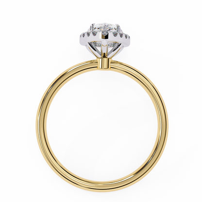 Timeless Pear-Cut 1.35 Ct Diamond Halo Engagement Ring in Yellow Gold
