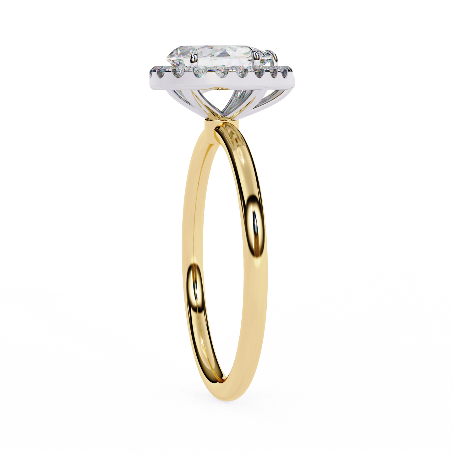 Timeless Pear-Cut 1.35 Ct Diamond Halo Engagement Ring in Yellow Gold