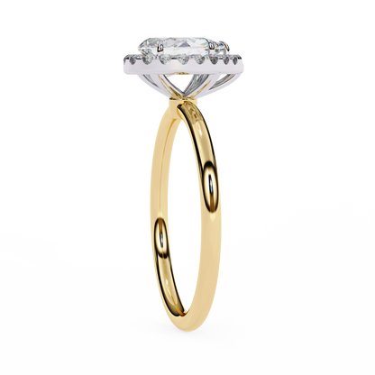 Timeless Pear-Cut 1.35 Ct Diamond Halo Engagement Ring in Yellow Gold