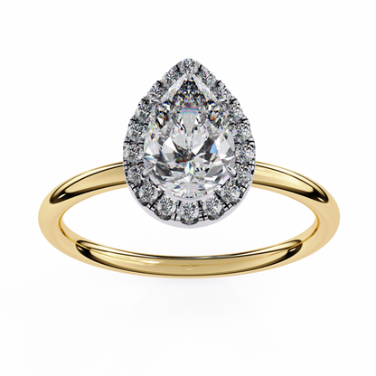 Timeless Pear-Cut 1.35 Ct Diamond Halo Engagement Ring in Yellow Gold