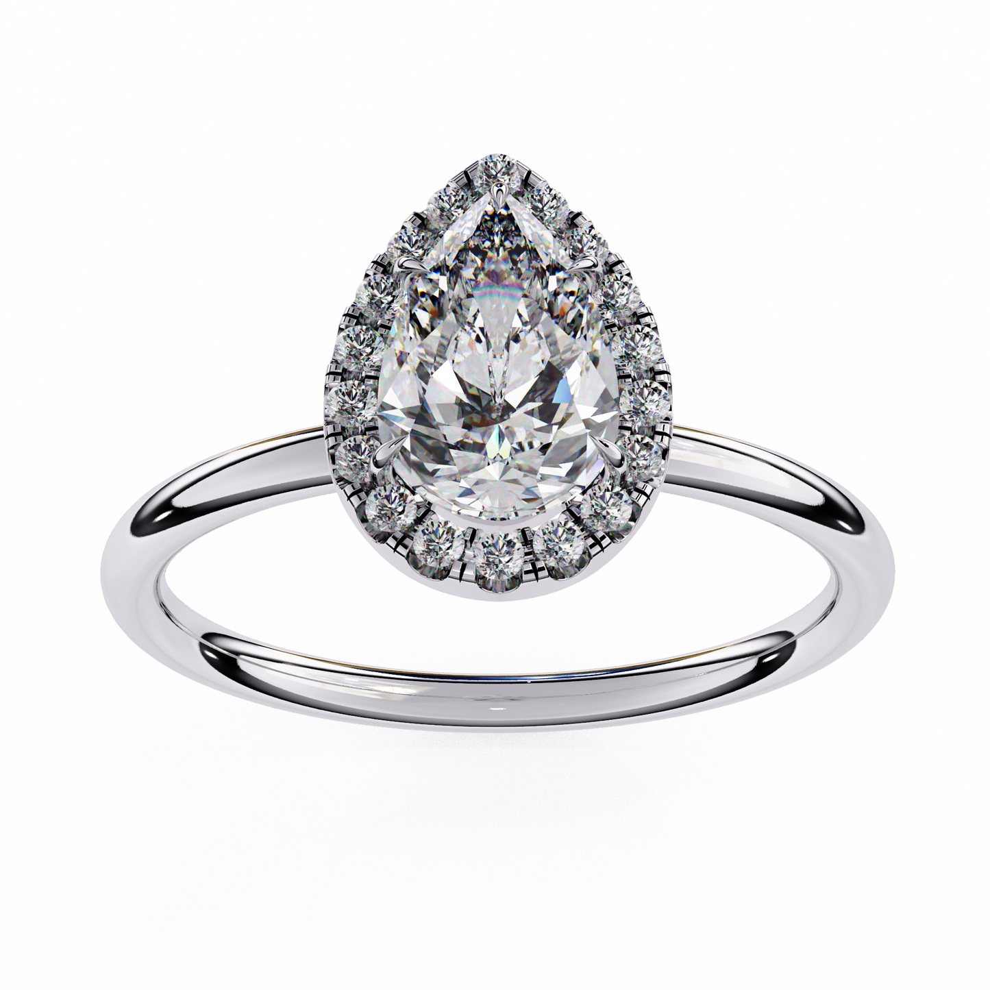 Timeless Pear-Cut 1.35 Ct Diamond Halo Engagement Ring in Yellow Gold