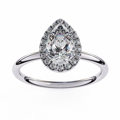 Timeless Pear-Cut 1.35 Ct Diamond Halo Engagement Ring in Yellow Gold