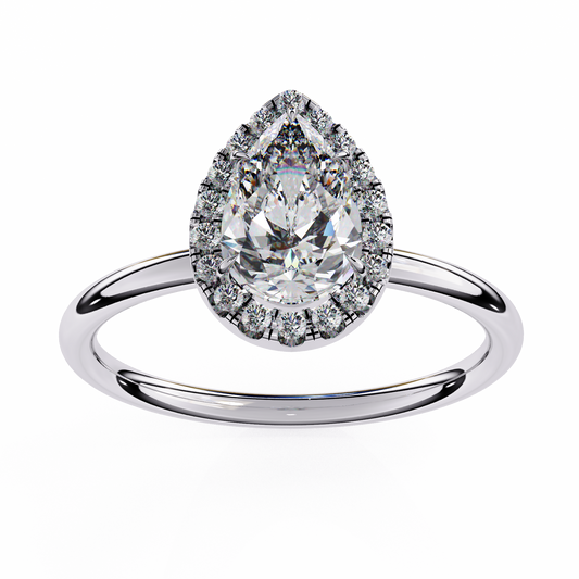 Timeless Pear-Cut 1.35 Ct Diamond Halo Engagement Ring in Yellow Gold