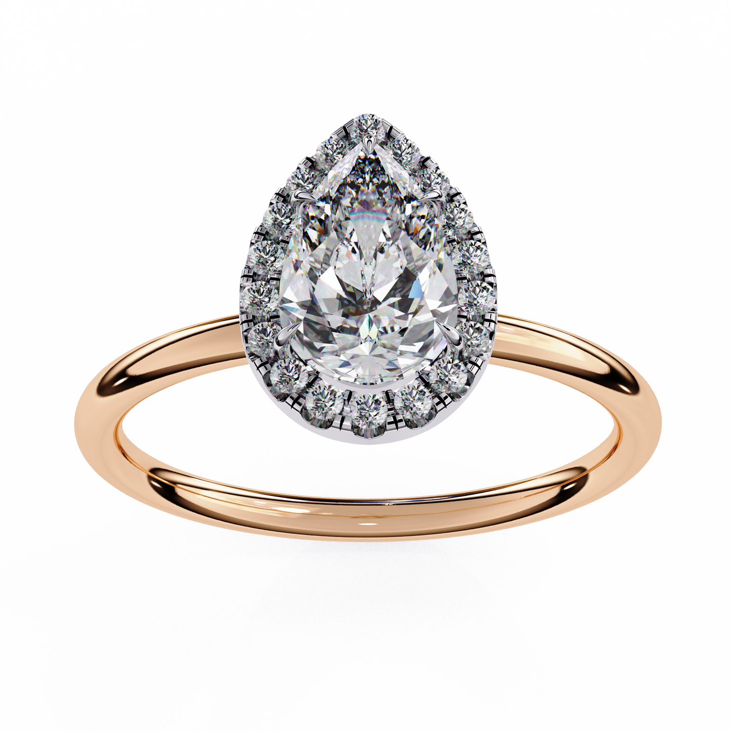 Timeless Pear-Cut 1.35 Ct Diamond Halo Engagement Ring in Yellow Gold