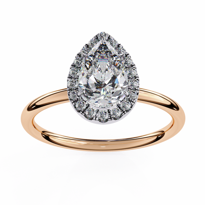 Timeless Pear-Cut 1.35 Ct Diamond Halo Engagement Ring in Yellow Gold