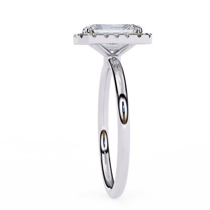 Classic Emerald-Cut 1.83 Ct Diamond Halo Engagement Ring in Rose Gold