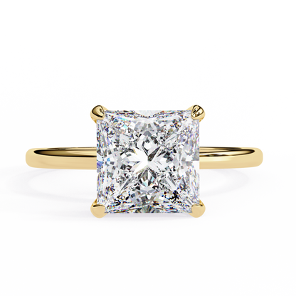 Classic Princess-Cut 2.26 Ct Solitaire with Hidden Halo in Yellow Gold