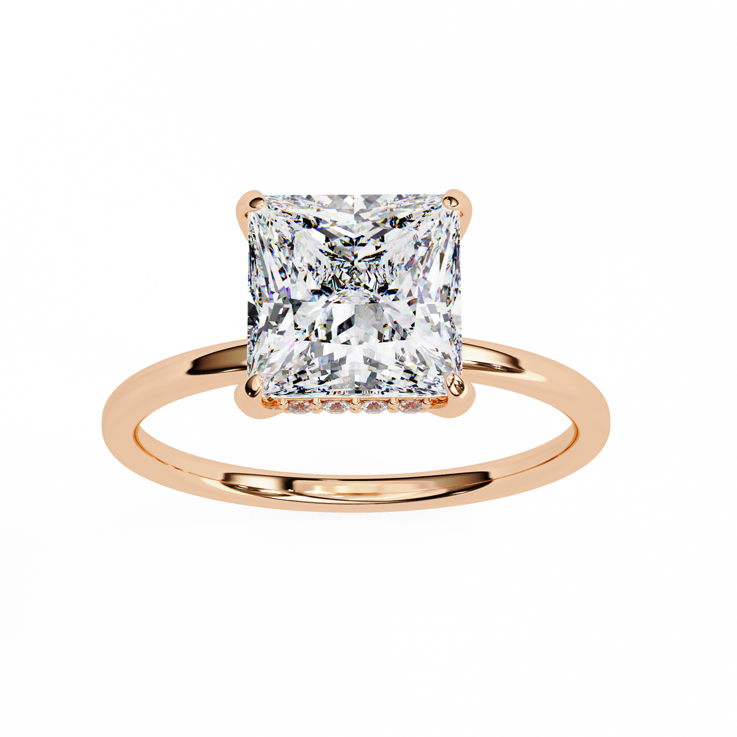 Classic Princess-Cut 2.26 Ct Solitaire with Hidden Halo in Yellow Gold