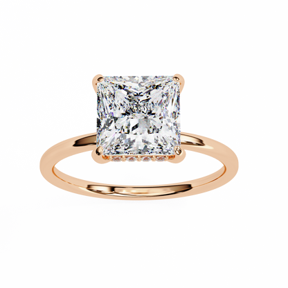 Classic Princess-Cut 2.26 Ct Solitaire with Hidden Halo in Yellow Gold