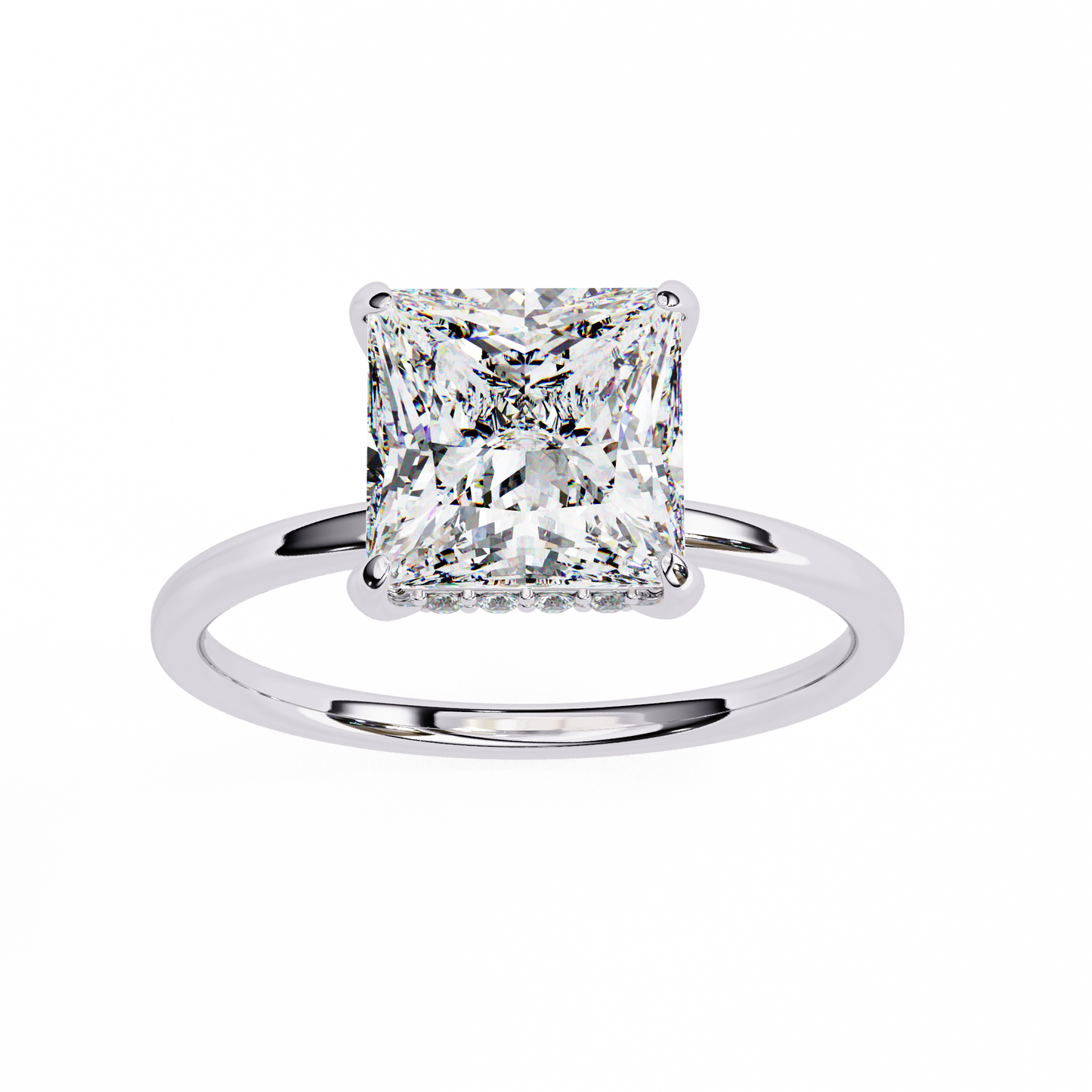 Classic Princess-Cut 2.26 Ct Solitaire with Hidden Halo in Yellow Gold
