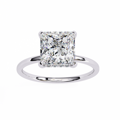 Classic Princess-Cut 2.26 Ct Solitaire with Hidden Halo in Yellow Gold