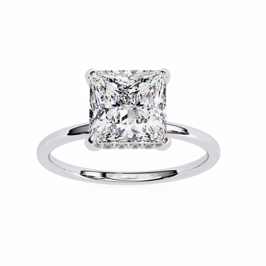 Classic Princess-Cut 2.26 Ct Solitaire with Hidden Halo in Yellow Gold