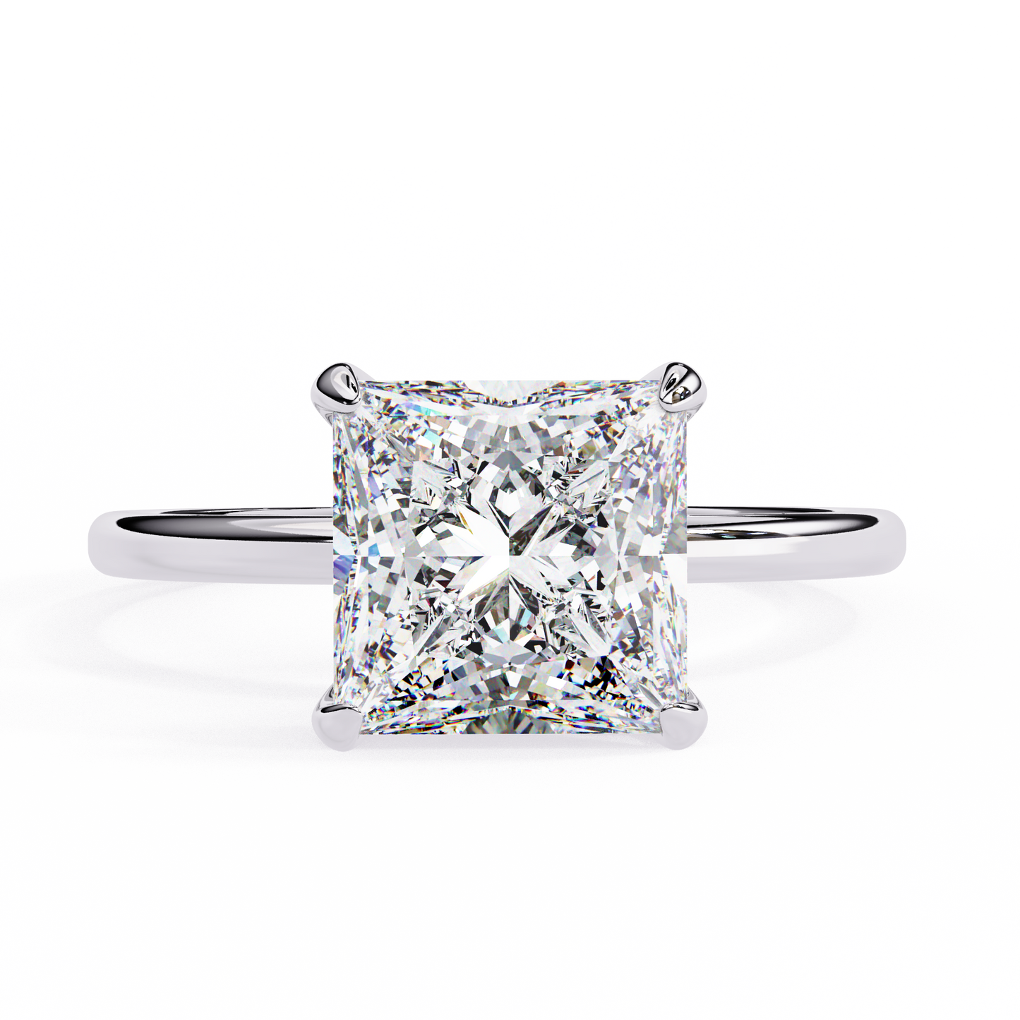 Classic Princess-Cut 2.26 Ct Solitaire with Hidden Halo in Yellow Gold