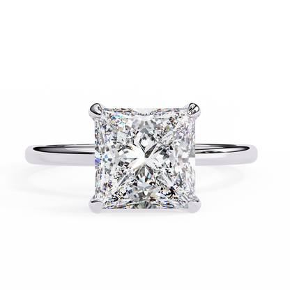 Classic Princess-Cut 2.26 Ct Solitaire with Hidden Halo in Yellow Gold