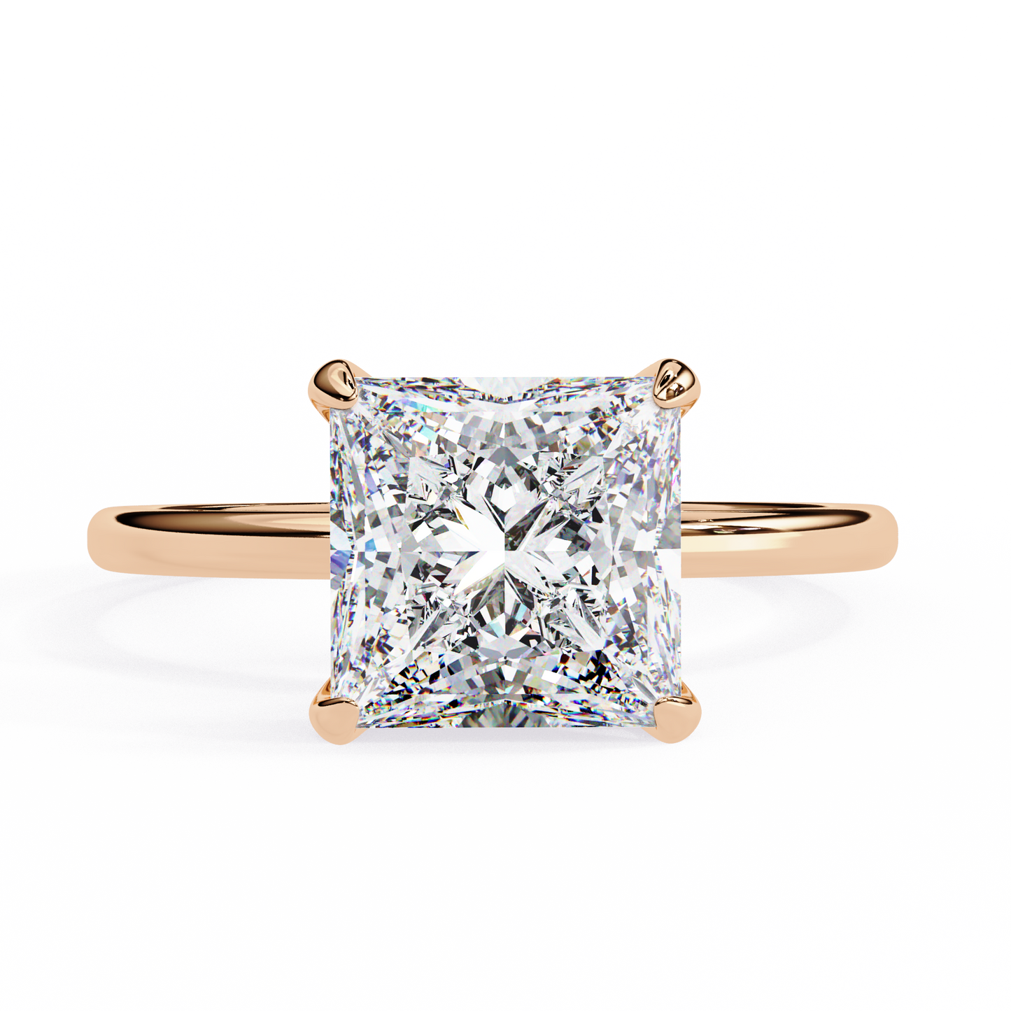 Classic Princess-Cut 2.26 Ct Solitaire with Hidden Halo in Yellow Gold