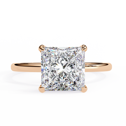 Classic Princess-Cut 2.26 Ct Solitaire with Hidden Halo in Yellow Gold