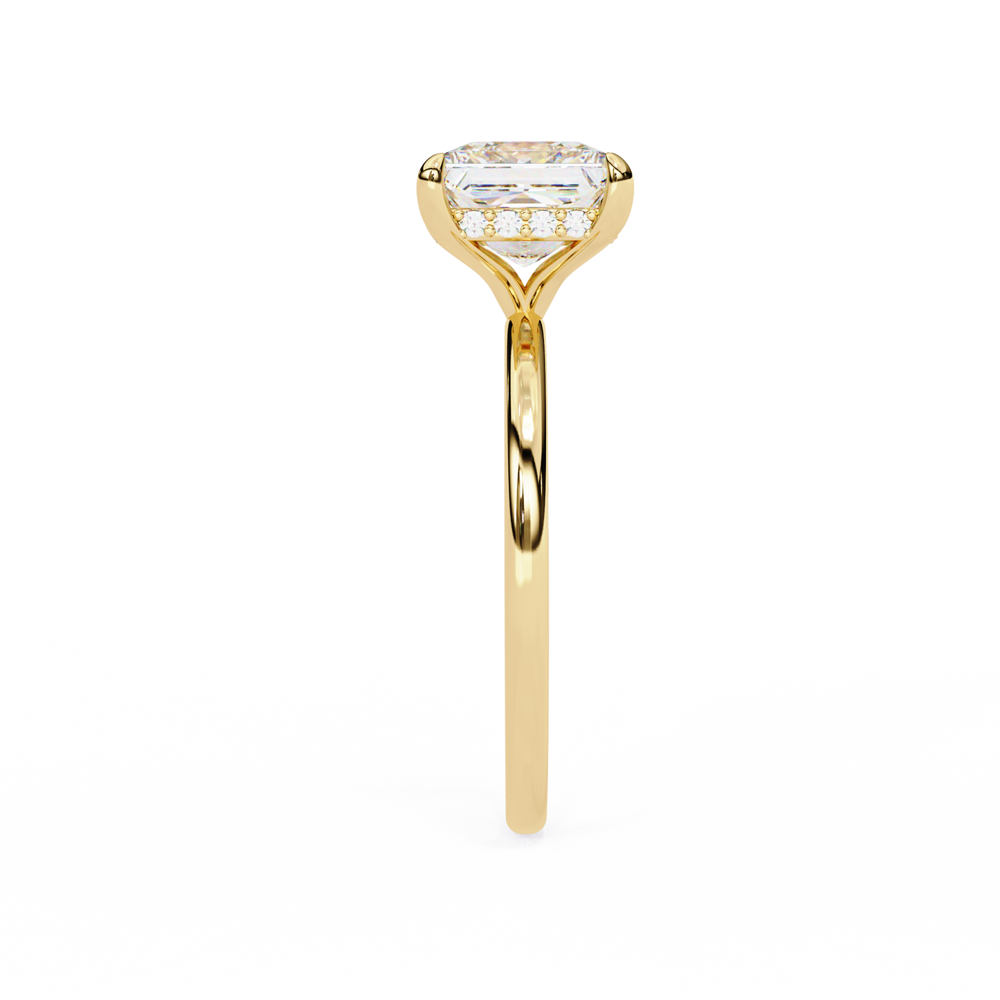 Classic Princess-Cut 2.26 Ct Solitaire with Hidden Halo in Yellow Gold